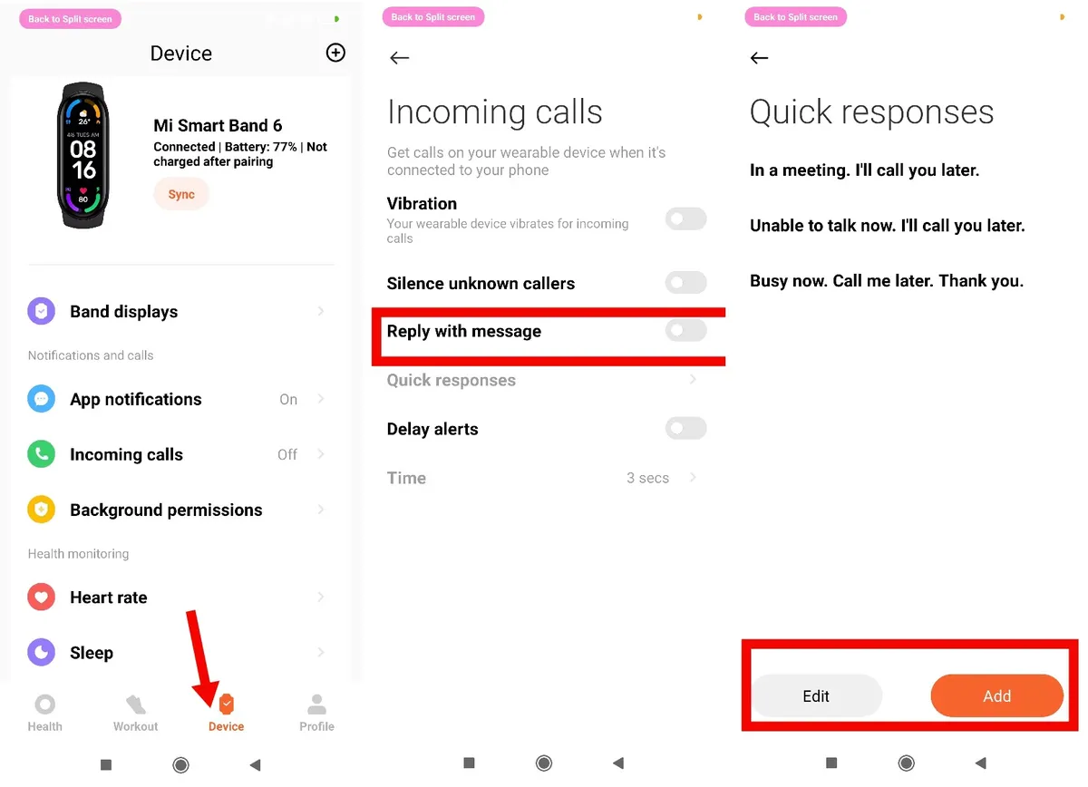 How To Set Quick Reply on your Mi Band Using Mi Fitness