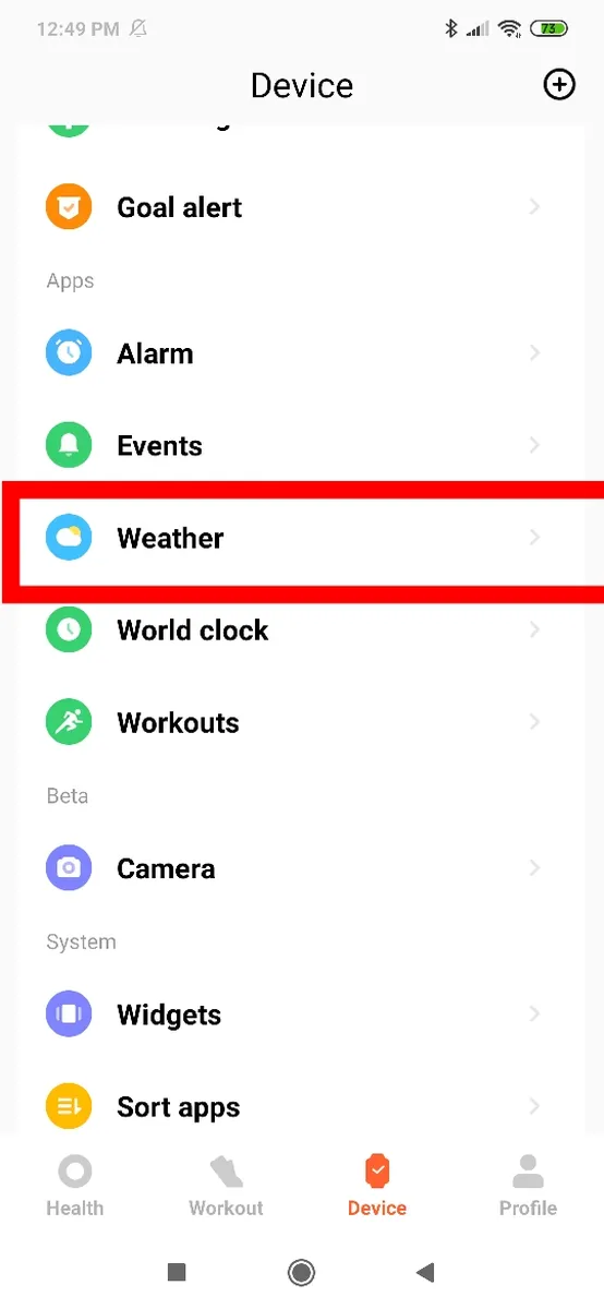 Step 3: Click on Weather