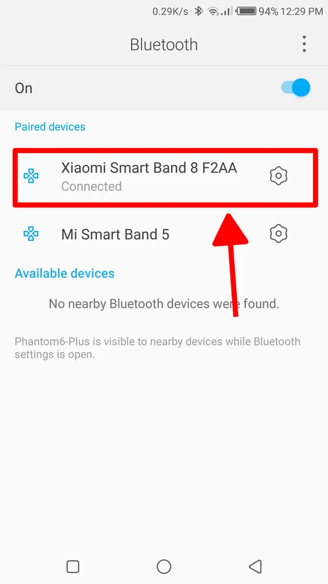 Step 1: Connect your Mi Band 8 with your Phone's Bluetooth.