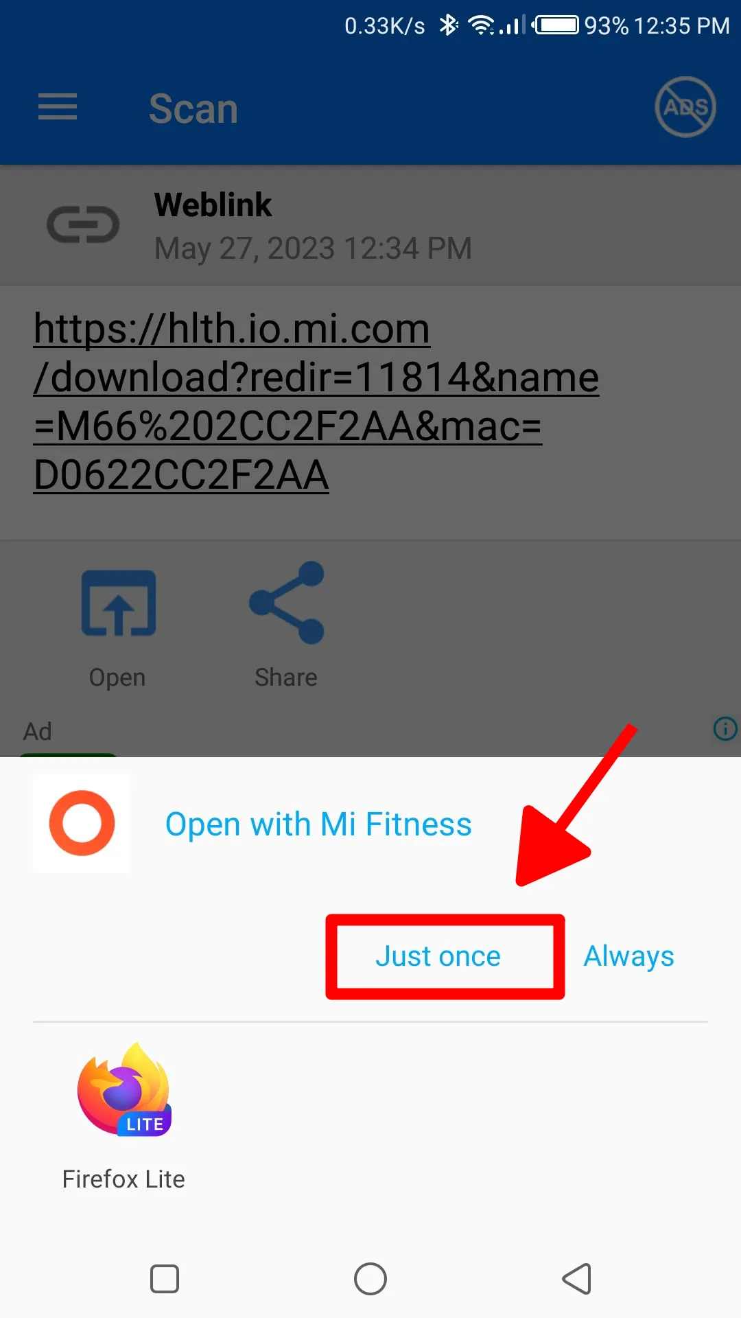 Step 5: Open QR Code with Mi Fitness